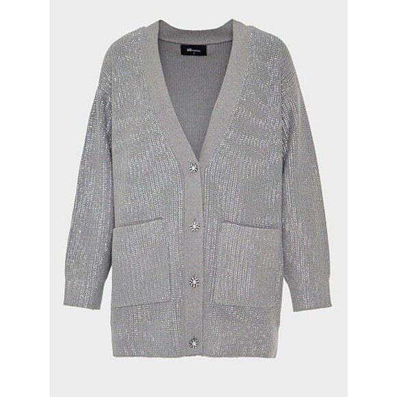 New BSB Women Knit Holiday Occasions Cardigan Buttons Grey Melange Sz M Sweater - Picture 4 of 15